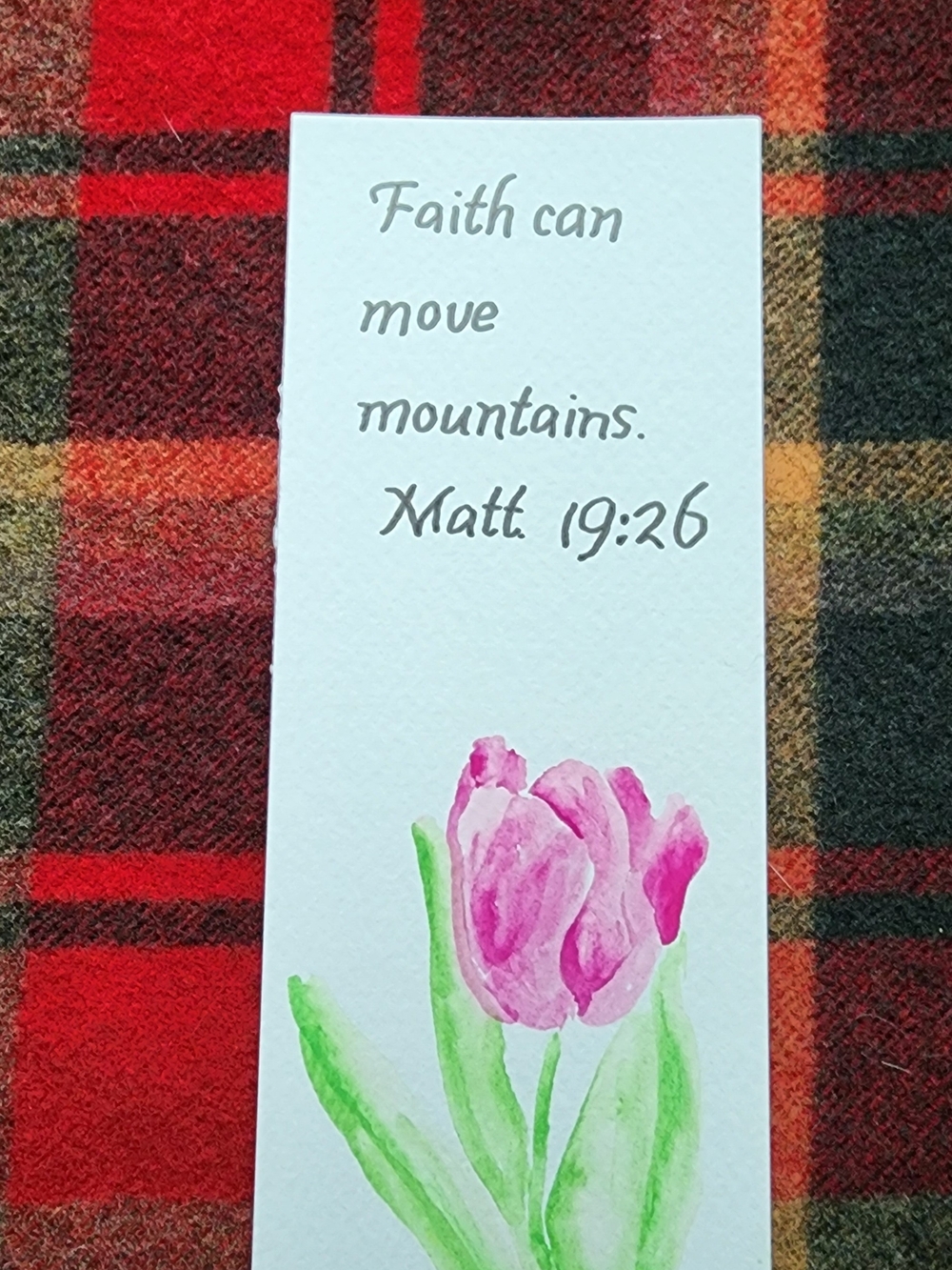 Faith Can Move Mountains - Pink Tulip Watercolor Wall Art